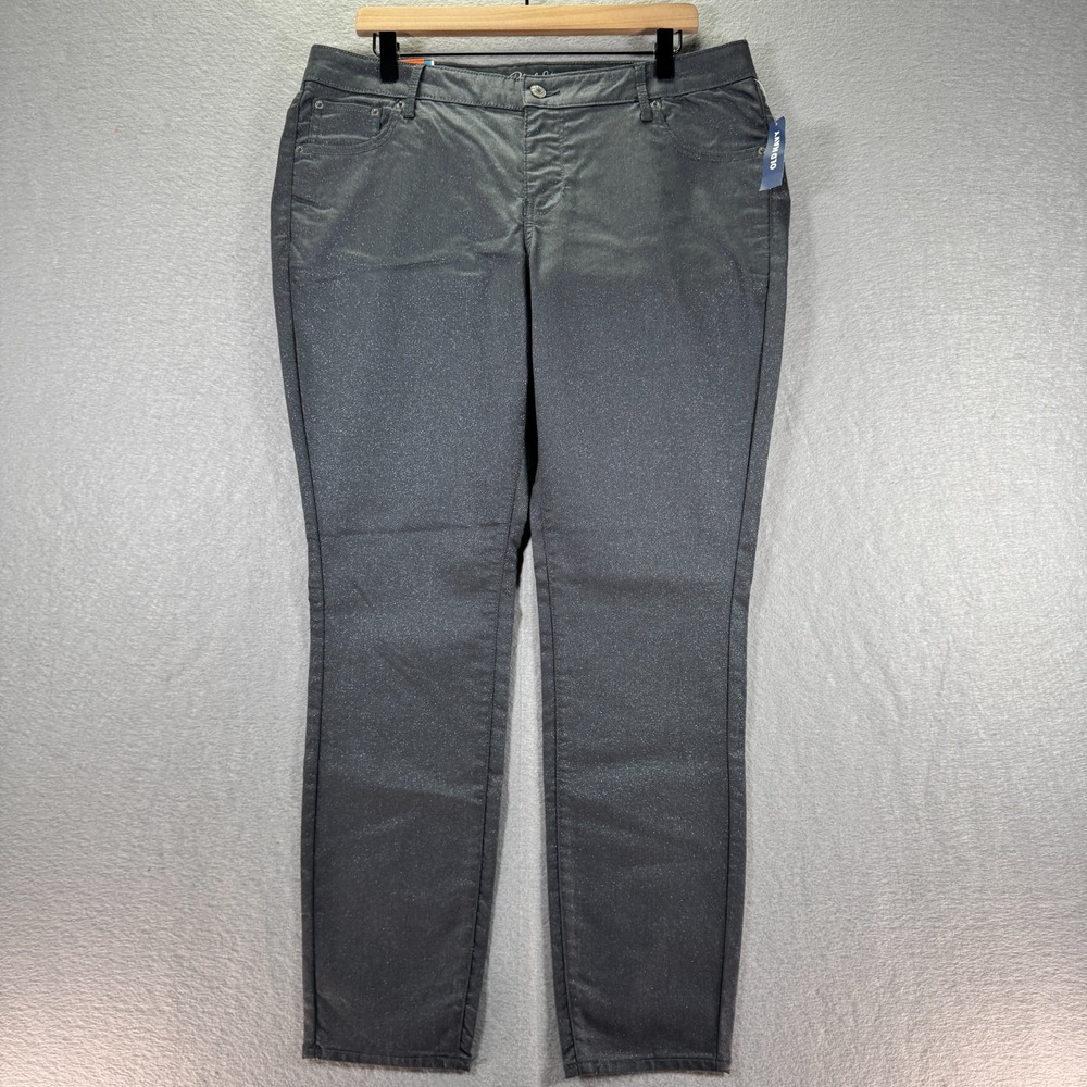 Old Navy The Rock Star Jeans Womens 16 Regular Gray Glitter Super Skinny Stretch